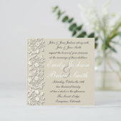 Elégante dentelle blanche grise invitations offici (Debout devant)