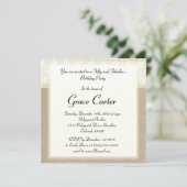 Elégante dentelle de Burlap beige Invitation d'ann (Debout devant)