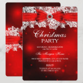 Elégante Dentelle et Bow Noël Invitation (Devant / Derrière)