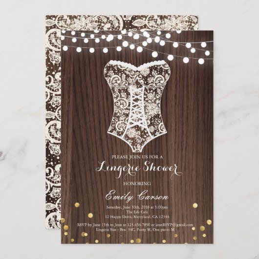 Elégante dentelle lingerie invitation douche (Devant / Derrière)