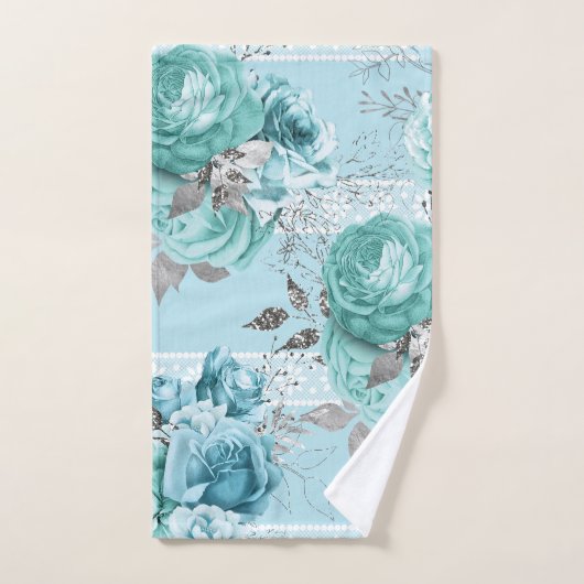 Elégante dentelle Rose Bleue (Serviette à main)