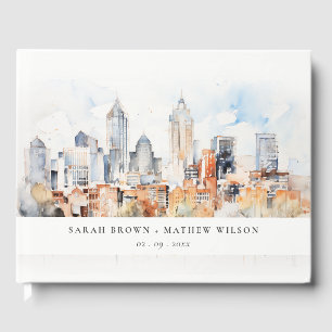 Elegante Denver Colorado Skyline Waterverf bruilof Gastenboek