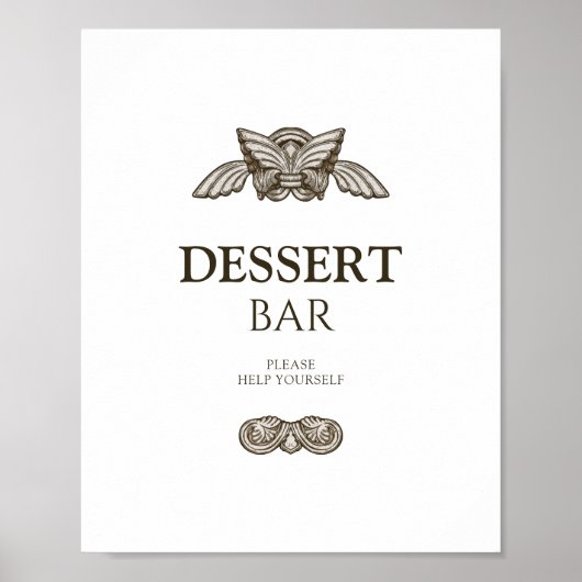 Elegante dessert bar tafel bord met stenen element poster (Voorkant)