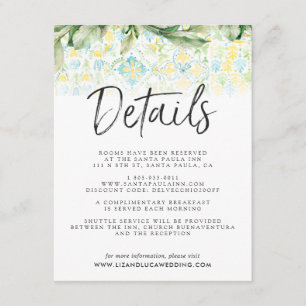 Elegante details voor gasten van een boho-bruiloft informatiekaartje