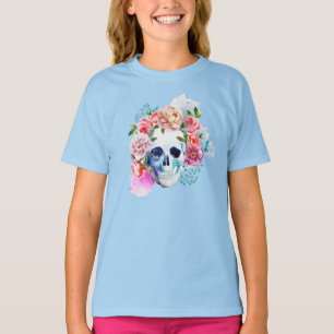 Elegante Dia de los Muertos Floral Skull Shirt