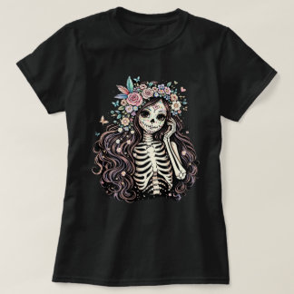 Elegante Día de los Muertos Suiker Schedel Meisje T-shirt