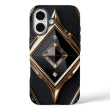 Elegante Diamant Geometrische Zwart Gouden iPhone 