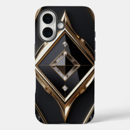 Elegante Diamant Geometrische Zwart Gouden iPhone  iPhone 16 Hoesje