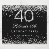 Elegante diamanten 40ste verjaardagsfeest sparkling wijnetiket (Enkel label)