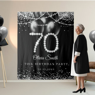 Elegante diamanten 70e verjaardag Party Achtergron Wandkleed