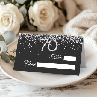 Elegante Diamanten 70e Verjaardag Party Place Card