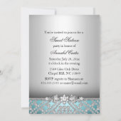 Elegante Diamanten Blauwe Sweet 16 Feest Uitnodigi Kaart (Achterkant)