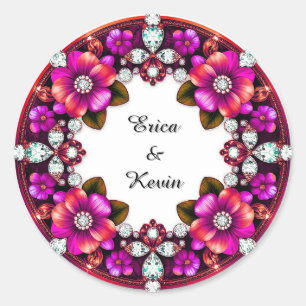 Elegante diamanten bloemenring trouwframe ronde sticker