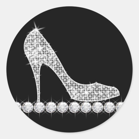 Elegante diamanten hoge hak schoenenstickers ronde sticker (Voorkant)