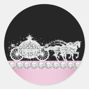 Elegante diamanten koets roze prinses stickers