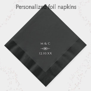 Elegante diamanten koppel initiaal & datum bruilof folie servetten