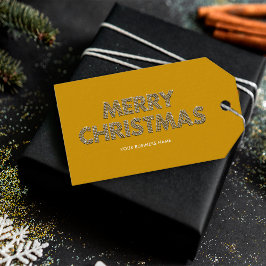 Elegante diamanten Merry Christmas Business Geel Cadeaulabel