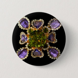 Elegante diamanten paarse groene edelstenen ronde button 5,7 cm