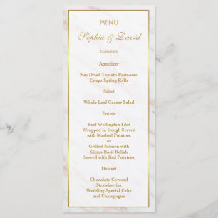 Elegante diamanten roze gouden marmeren bruiloft menu