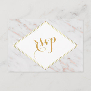 Elegante diamanten roze gouden marmeren RSVP Kaartje
