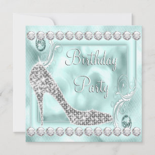 Elegante Diamanten Turquoise Verjaardagsfeestje Kaart