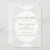 Elegante diamantpatroon bruiloft save the date (Voorkant)