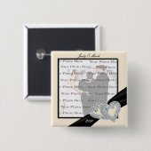 Elegante Diamond Black Ribbon Square Button (Voorkant /achterkant)