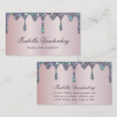 Elegante Diamond Sparkle Glitter Drips Lila Satijn Visitekaartje (Voorkant / Achterkant)