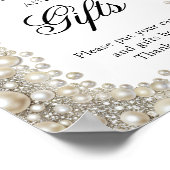 Elegante Diamonds en Parels Bow Kaarten en geschen Poster (Hoek)