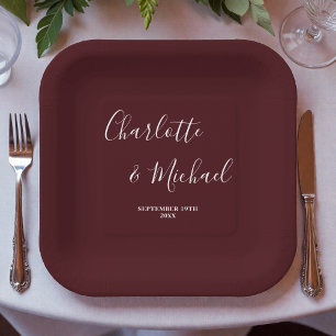 Elegante Diep Bordeaux Schrift Minimalistische Tro Papieren Bordje