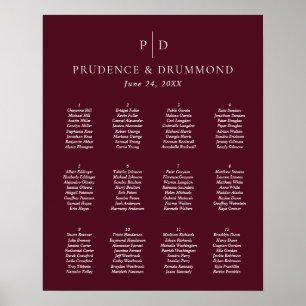 Elegante Diep Bourgondië Trouw Zittijd Chart Poster