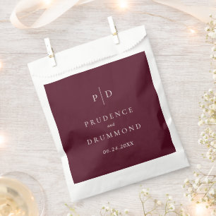 Elegante Diep Bourgondische Klassieke Trouwdag Bedankzakje