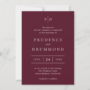 Elegante Diep Bourgondische Klassieke Trouwdag Magnetische Uitnodiging