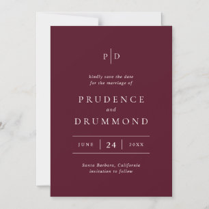 Elegante Diep Bourgondische Trouw 'Save the Date' Magnetische Uitnodiging