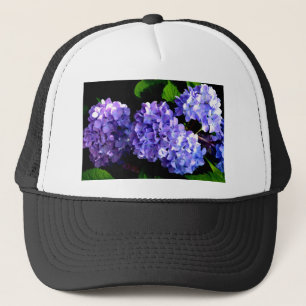 Elegante diep paarse bloemen hortensia trucker pet