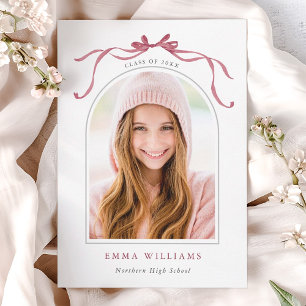 Elegante Diepe Blush Lint Boog Afstuderen Aankondiging
