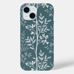 Elegante Diepe Bos Groenblauwe Bloem Silhouet