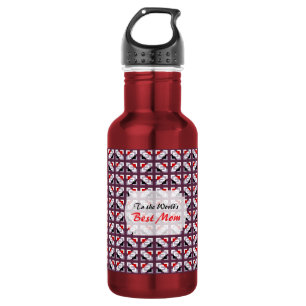 Elegante Diepe Pruim en Rood Geometrisch Patroon Waterfles