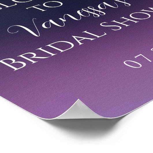 Elegante dieppaarse bloemrijke bruidschutter Welco Poster (Hoek)