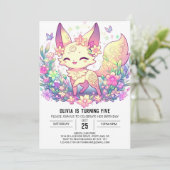 Elegante digitale geboortedag van Fox Kaart (Staand voorkant)