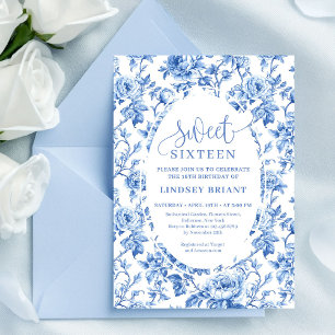 Elegante digitale uitnodiging met navy toile rozen