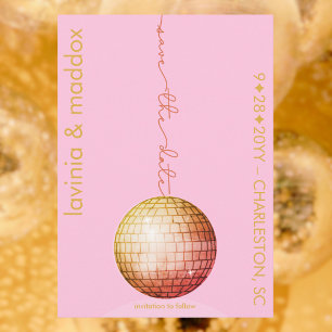 Elegante disco bal roze gouden bruiloft QR-code Save The Date