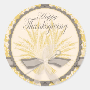 Elegante distel en tarwe Thanksgiving Ronde Sticker