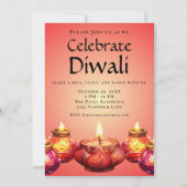 Élégante Diya Diwali Célébration Invitation (Devant)