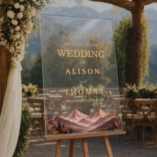 Elegante Donker Pruim Berg| Gouden Botanische Herf Acryl Bord