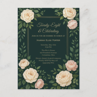 Elegante donker turquoise bloemen met gouden lijst briefkaart