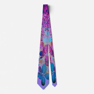 Elegante donkerblauwe en magenta limelight hortens stropdas