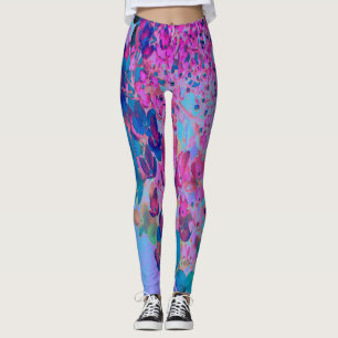 Elegante donkerblauwe en magenta Limelight Hydrang Leggings