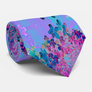 Elegante donkerblauwe en magenta Limelight Hydrang Stropdas