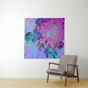 Elegante donkerblauwe en magenta Limelight Hydrang Wandkleed